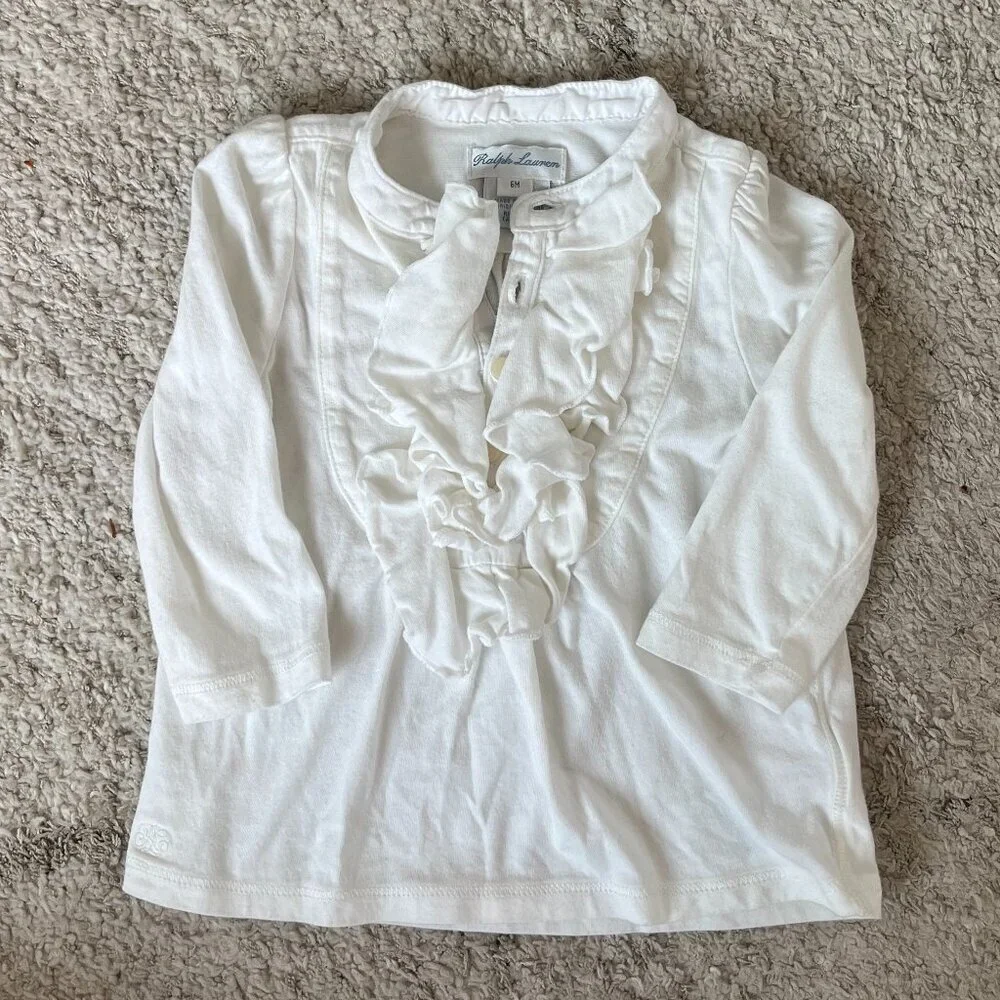 Vintage Ralph Lauren Baby Girl Ruffled Shirt 6 months